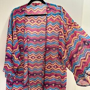 3/50$Colorful Zigzag Pattern Kimono